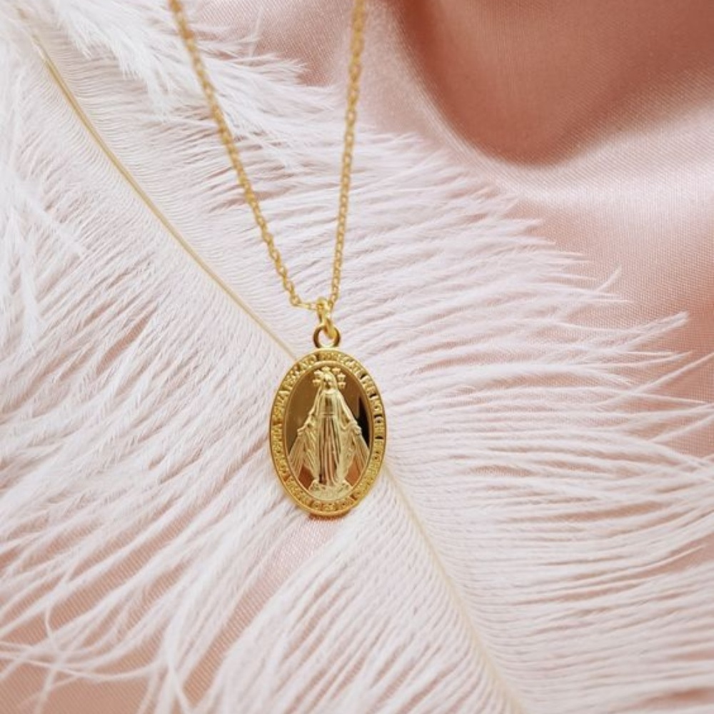 Rosary Maria Coins Pendant Necklaces - Picture 1 of 10
